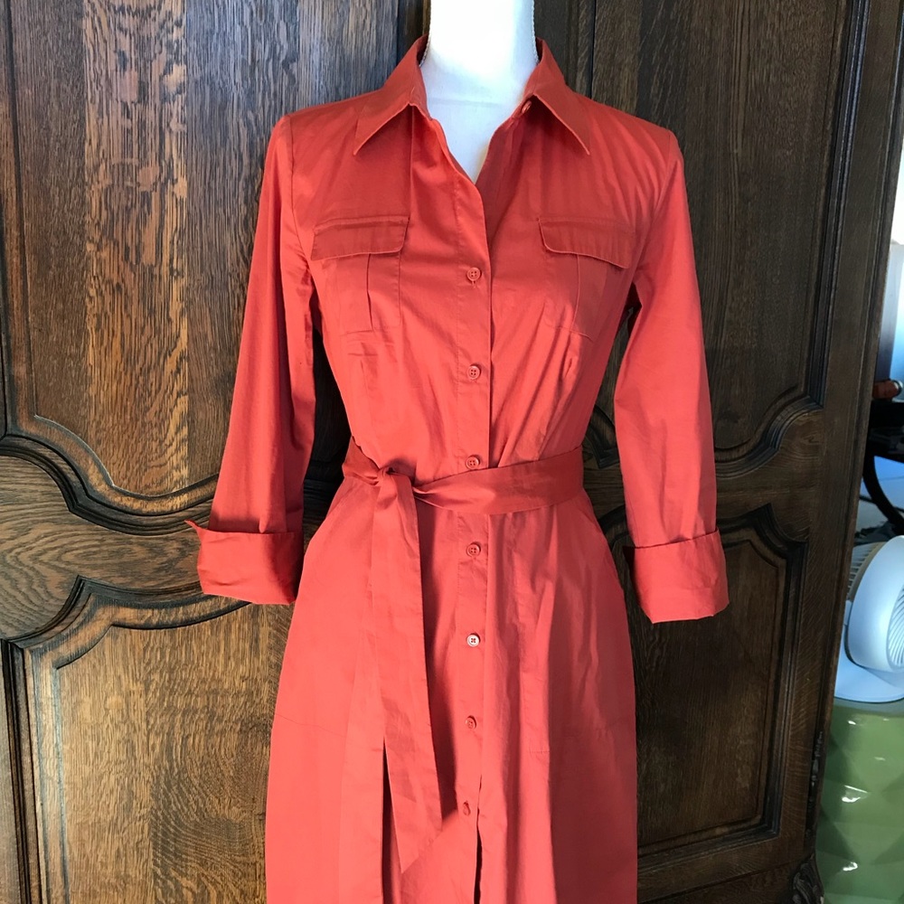 Banana Republic burnt umber orange shirt dress